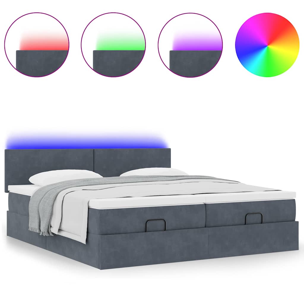 Ottoman bed met matrassen en LED's 180x200cm fluweel is nu te koop bij PeponiXL, paradijselijk wonen!