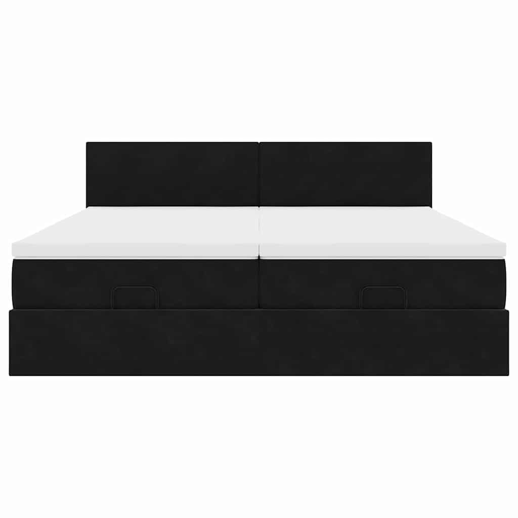 Ottoman bed met matrassen en LED's 200x200cm fluweel zwart is nu te koop bij PeponiXL, paradijselijk wonen!