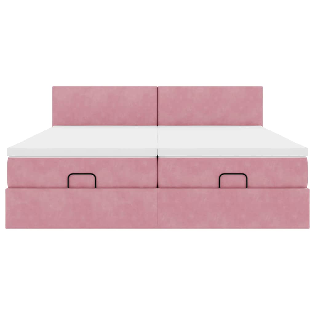 Ottoman bed met matrassen en LED's 200x200cm fluweel roze is nu te koop bij PeponiXL, paradijselijk wonen!