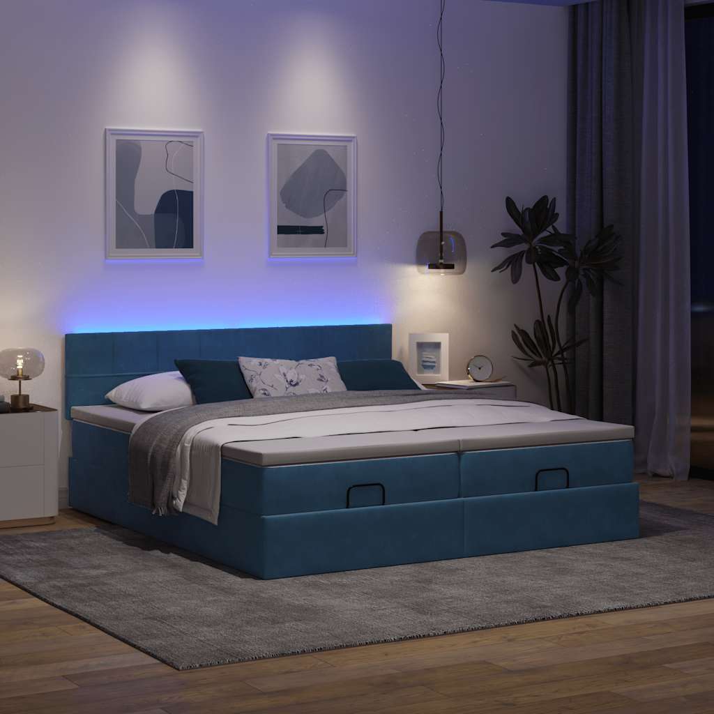 Ottoman bed met matrassen en LED's 160x200cm fluweel is nu te koop bij PeponiXL, paradijselijk wonen!