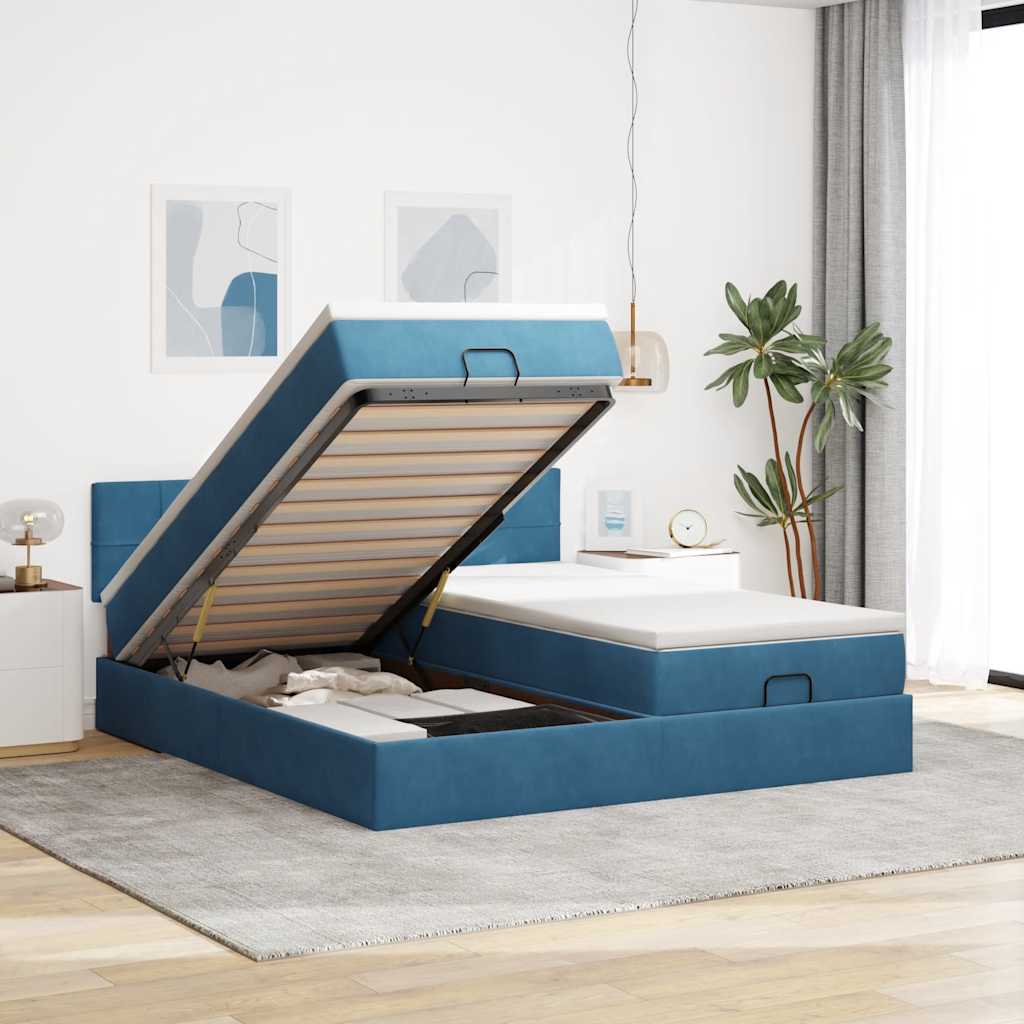 Ottoman bed met matrassen en LED's 160x200cm fluweel is nu te koop bij PeponiXL, paradijselijk wonen!