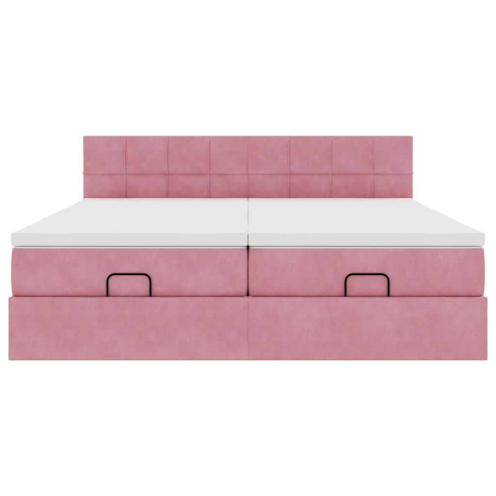 Ottoman bed met matrassen en LED's 160x200cm fluweel roze is nu te koop bij PeponiXL, paradijselijk wonen!