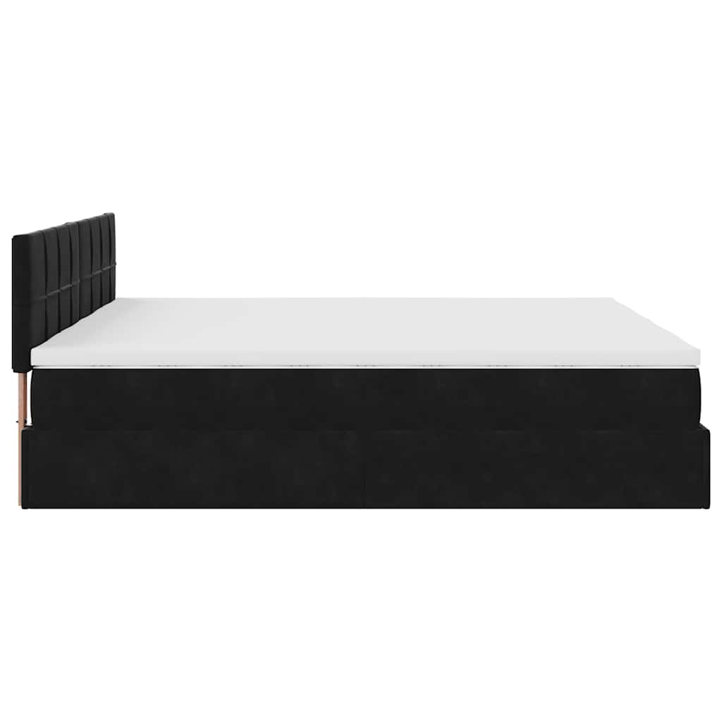 Ottoman bed met matrassen en LED's 180x200cm fluweel zwart is nu te koop bij PeponiXL, paradijselijk wonen!
