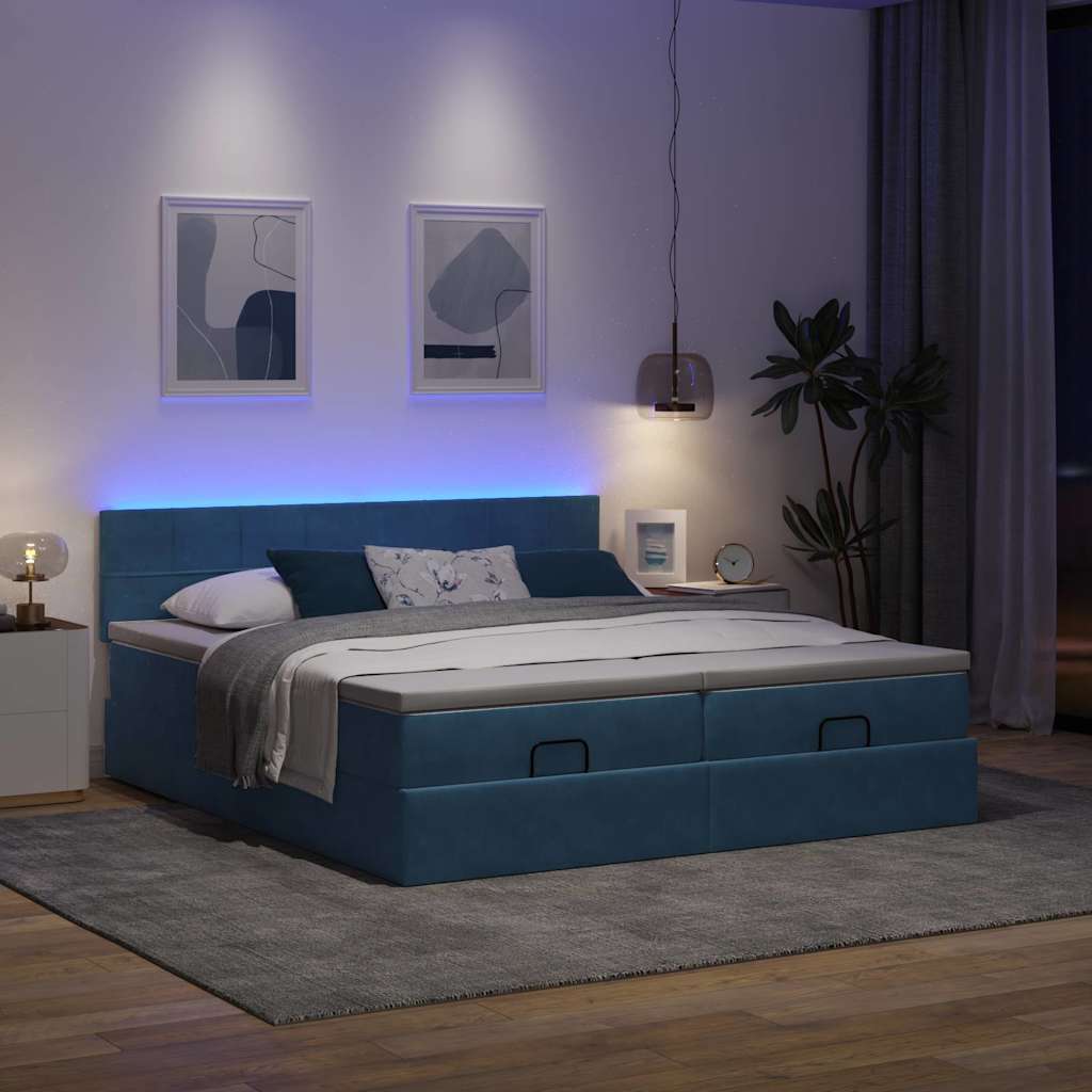 Ottoman bed met matrassen en LED's 180x200cm fluweel is nu te koop bij PeponiXL, paradijselijk wonen!