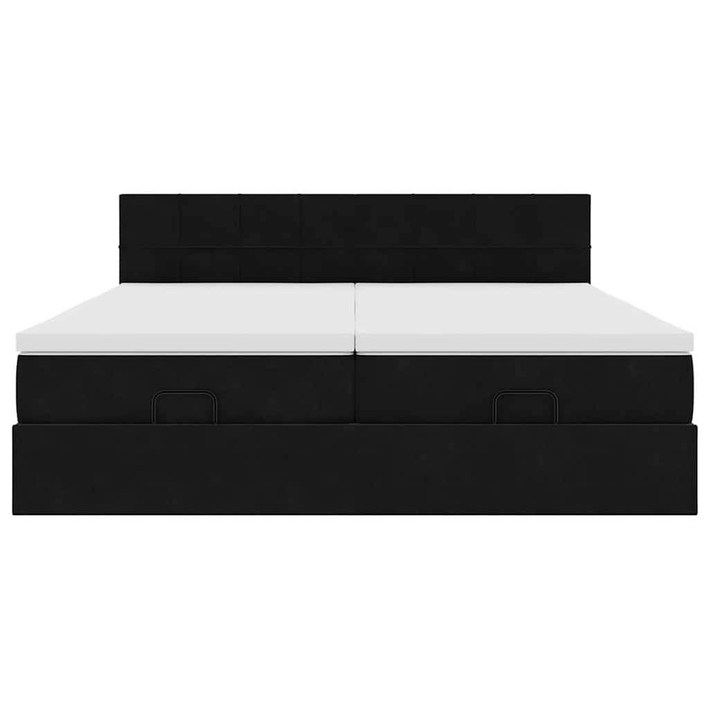 Ottoman bed met matrassen en LED's 200x200cm fluweel zwart is nu te koop bij PeponiXL, paradijselijk wonen!