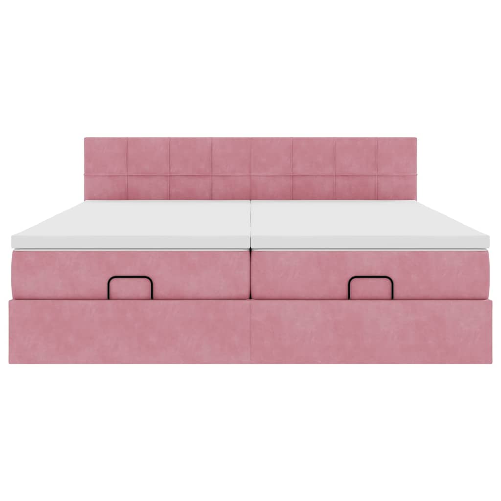 Ottoman bed met matrassen en LED's 200x200cm fluweel roze is nu te koop bij PeponiXL, paradijselijk wonen!