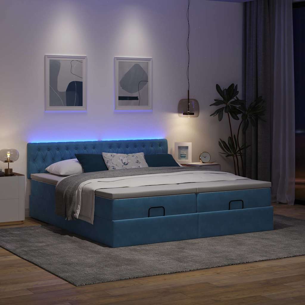 Ottoman bed met matrassen en LED's 160x200cm fluweel is nu te koop bij PeponiXL, paradijselijk wonen!