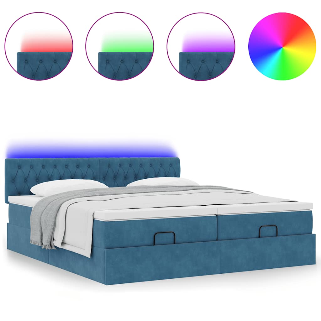 Ottoman bed met matrassen en LED's 160x200cm fluweel is nu te koop bij PeponiXL, paradijselijk wonen!