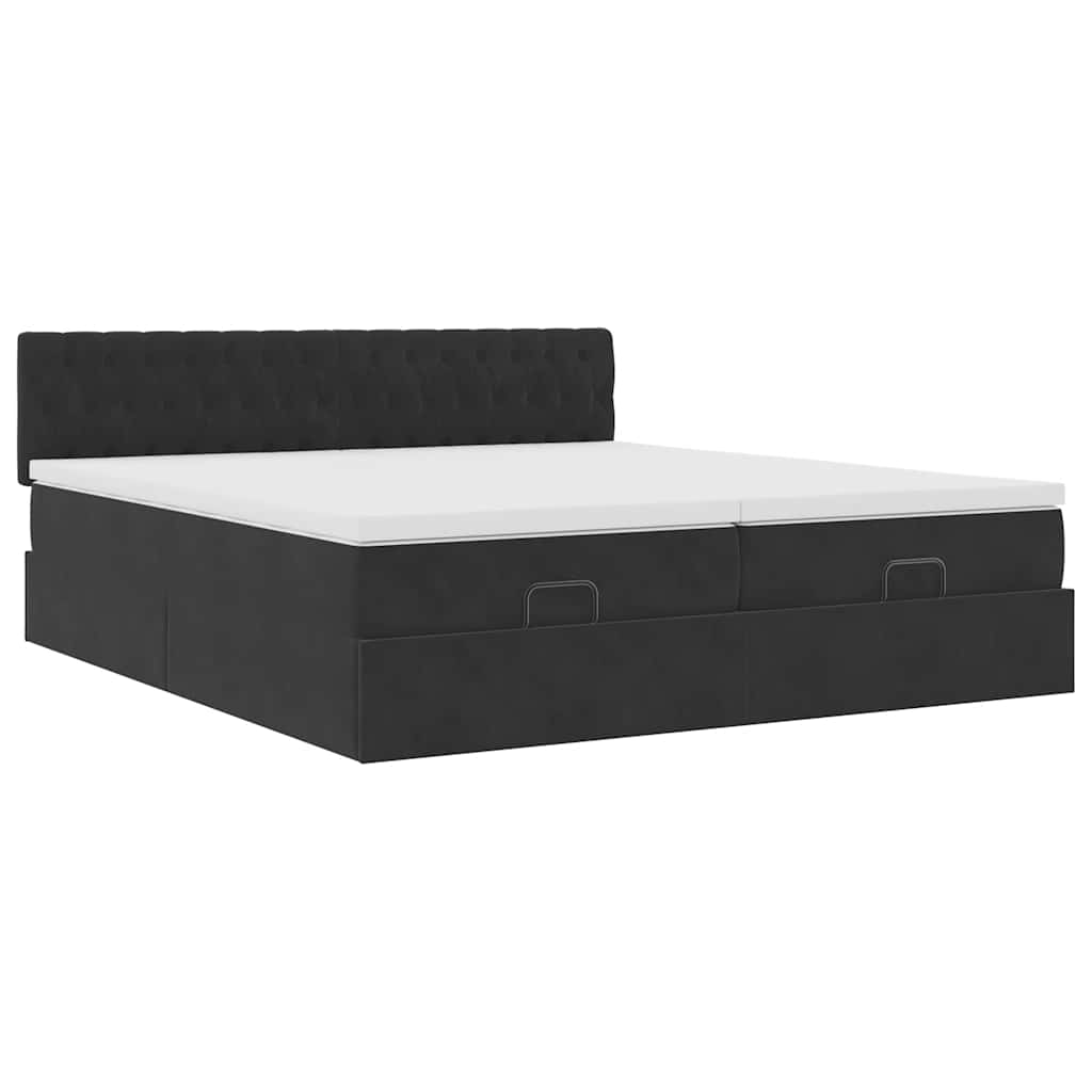 Ottoman bed met matrassen en LED's 180x200cm fluweel zwart is nu te koop bij PeponiXL, paradijselijk wonen!