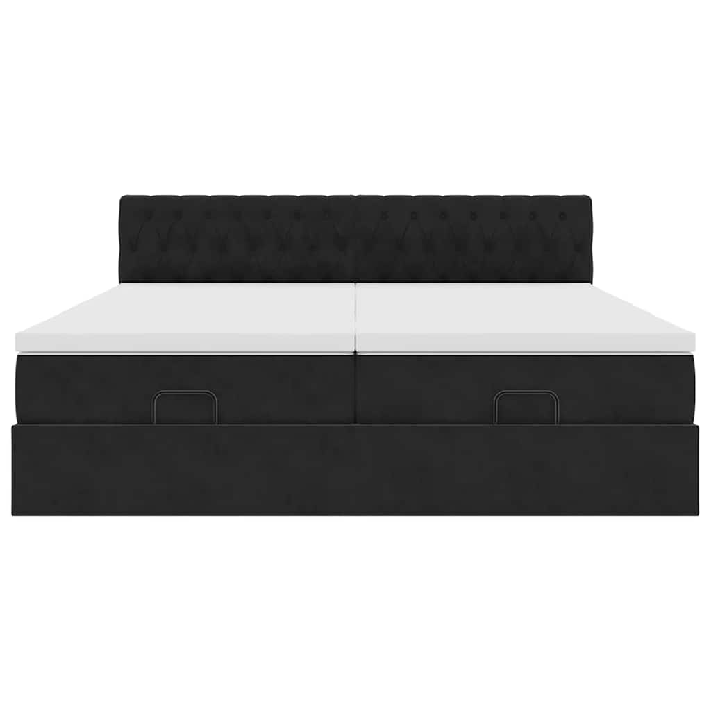 Ottoman bed met matrassen en LED's 180x200cm fluweel zwart is nu te koop bij PeponiXL, paradijselijk wonen!