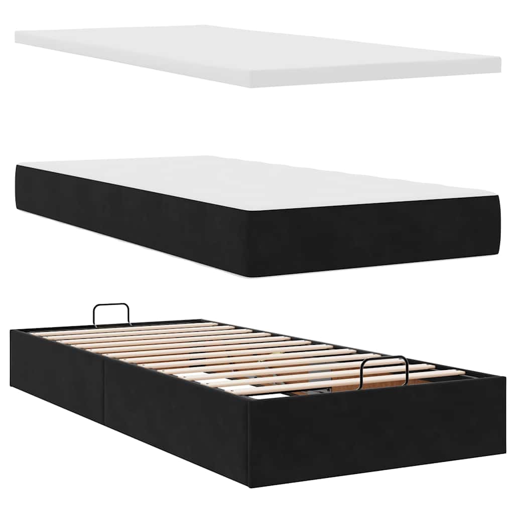 Ottoman bed met matrassen en LED's 180x200cm fluweel zwart is nu te koop bij PeponiXL, paradijselijk wonen!