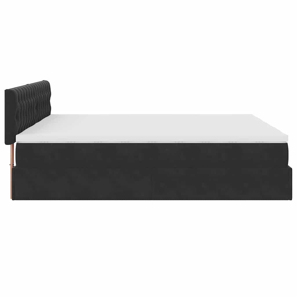 Ottoman bed met matrassen en LED's 180x200cm fluweel zwart is nu te koop bij PeponiXL, paradijselijk wonen!