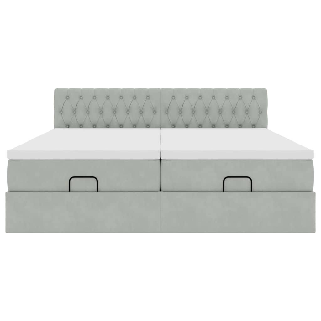 Ottoman bed met matrassen en LED's 200x200cm fluweel lichtgrijs is nu te koop bij PeponiXL, paradijselijk wonen!