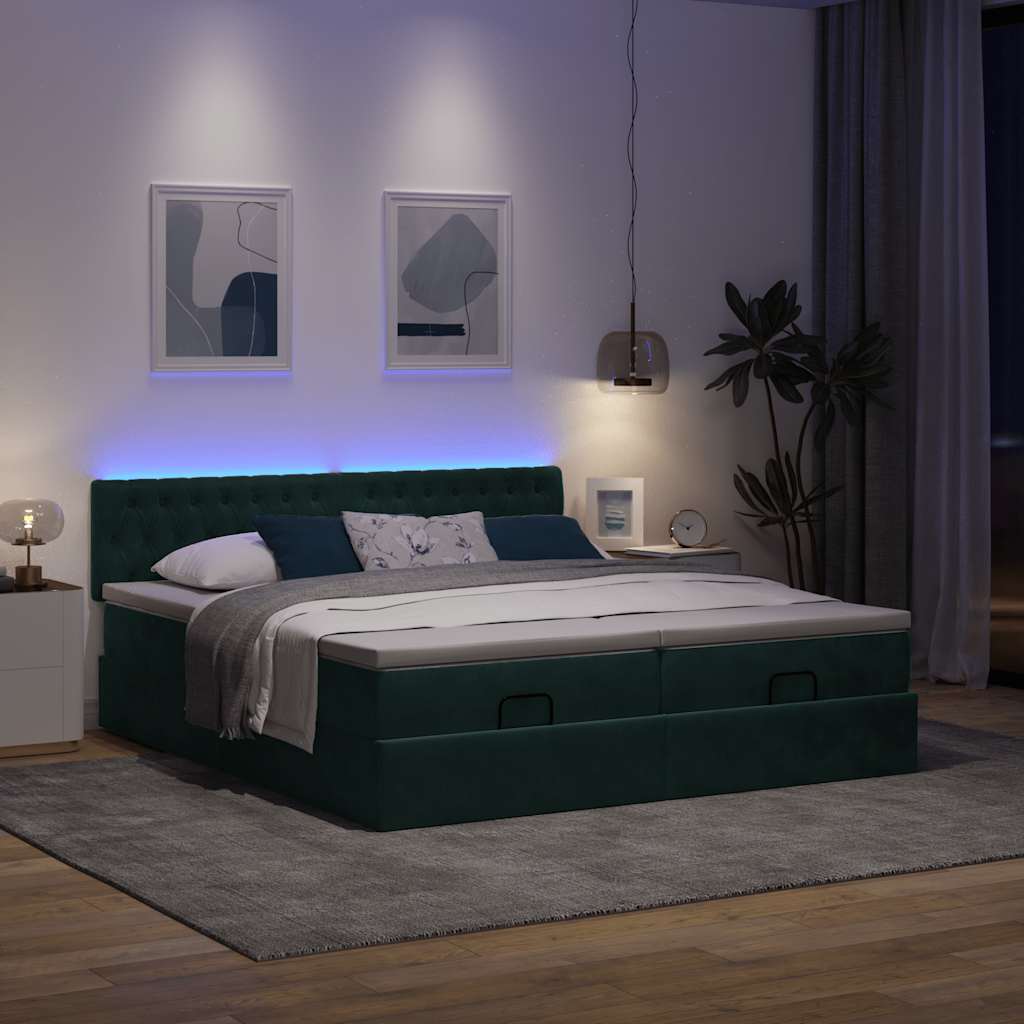 Ottoman bed met matrassen en LED's 200x200cm fluweel is nu te koop bij PeponiXL, paradijselijk wonen!