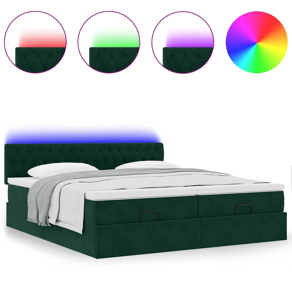 Ottoman bed met matrassen en LED's 200x200cm fluweel is nu te koop bij PeponiXL, paradijselijk wonen!