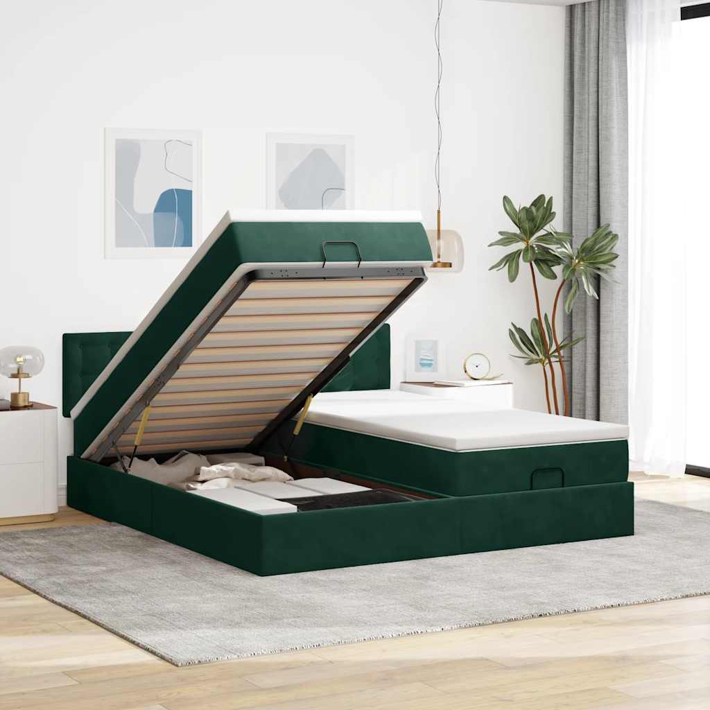Ottoman bed met matrassen en LED's 160x200cm fluweel is nu te koop bij PeponiXL, paradijselijk wonen!
