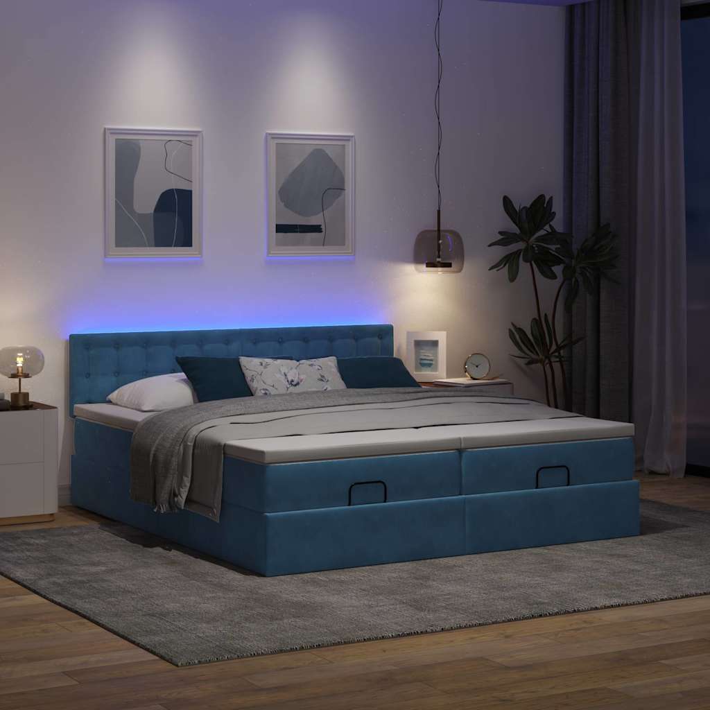 Ottoman bed met matrassen en LED's 160x200cm fluweel is nu te koop bij PeponiXL, paradijselijk wonen!
