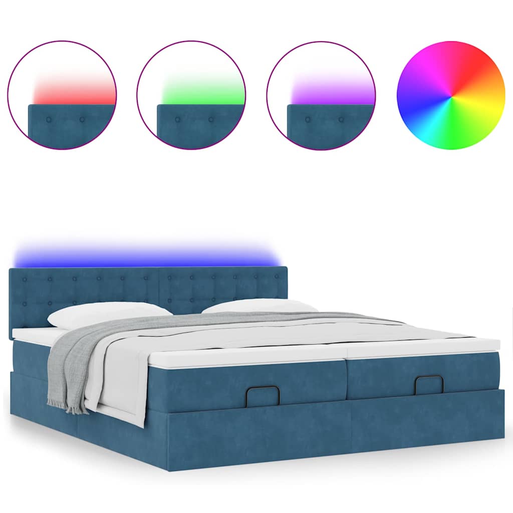 Ottoman bed met matrassen en LED's 160x200cm fluweel is nu te koop bij PeponiXL, paradijselijk wonen!