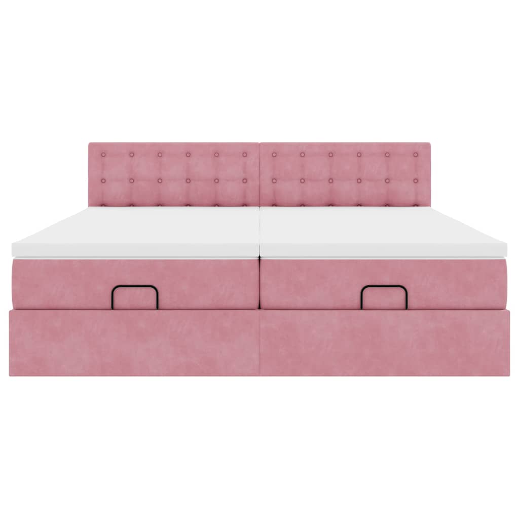Ottoman bed met matrassen en LED's 160x200cm fluweel roze is nu te koop bij PeponiXL, paradijselijk wonen!