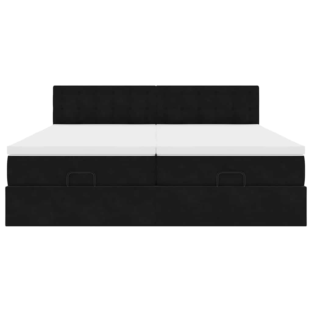 Ottoman bed met matrassen en LED's 200x200cm fluweel zwart is nu te koop bij PeponiXL, paradijselijk wonen!