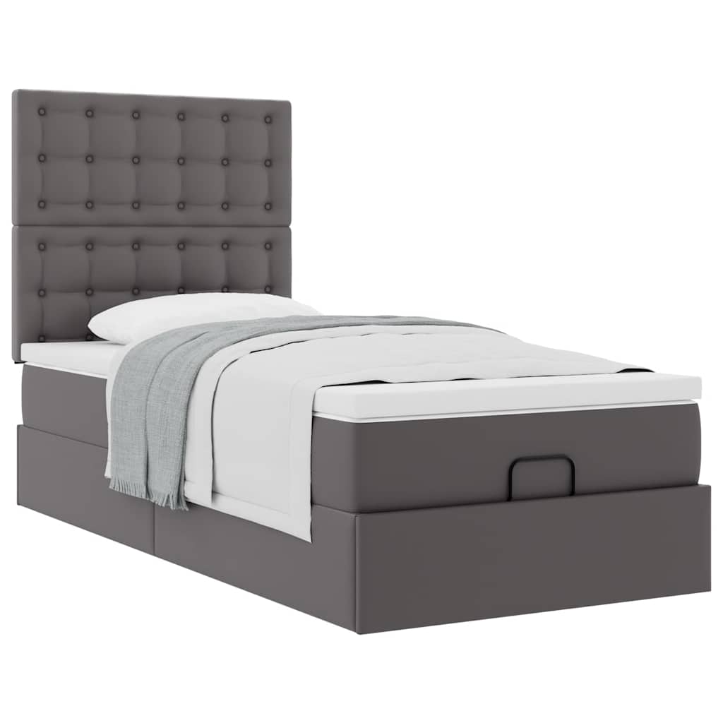 Ottomaanse bed met matras 80x200cm kunstleer grijs is nu te koop bij PeponiXL, paradijselijk wonen!