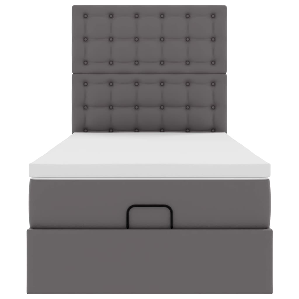 Ottomaanse bed met matras 80x200cm kunstleer grijs is nu te koop bij PeponiXL, paradijselijk wonen!