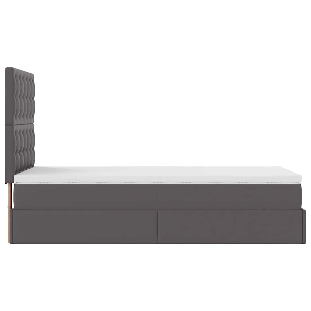 Ottomaanse bed met matras 80x200cm kunstleer grijs is nu te koop bij PeponiXL, paradijselijk wonen!