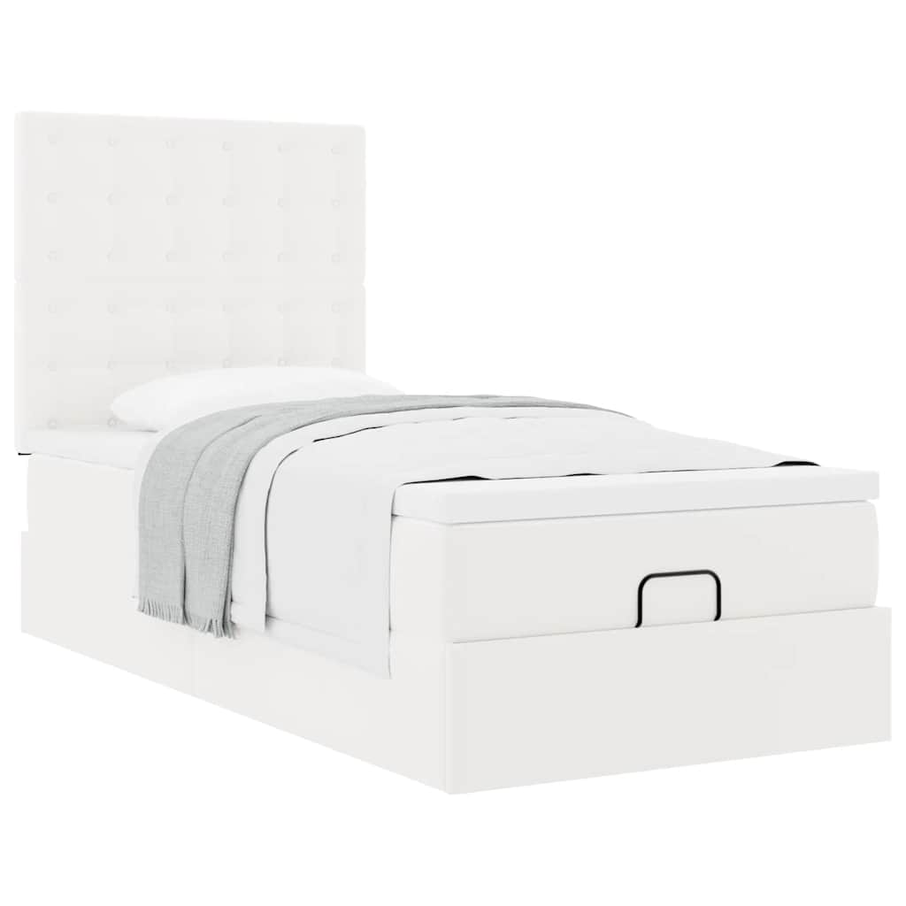 Ottomaanse bed met matras 90x200cm kunstleer wit is nu te koop bij PeponiXL, paradijselijk wonen!