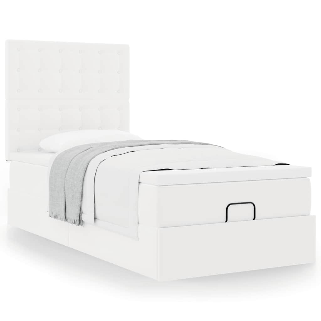 Ottomaanse bed met matras 90x200cm kunstleer wit is nu te koop bij PeponiXL, paradijselijk wonen!