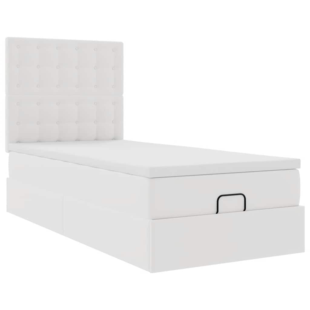 Ottomaanse bed met matras 90x200cm kunstleer wit is nu te koop bij PeponiXL, paradijselijk wonen!