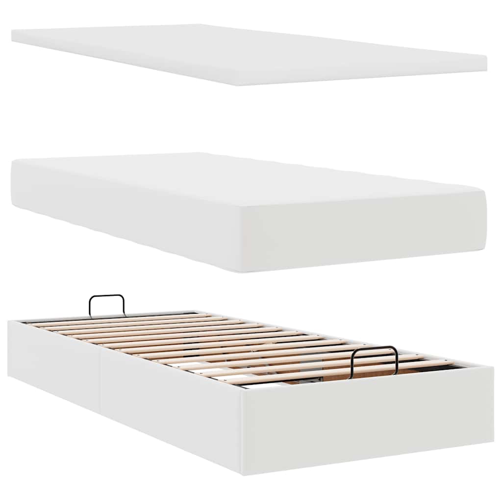 Ottomaanse bed met matras 90x200cm kunstleer wit is nu te koop bij PeponiXL, paradijselijk wonen!