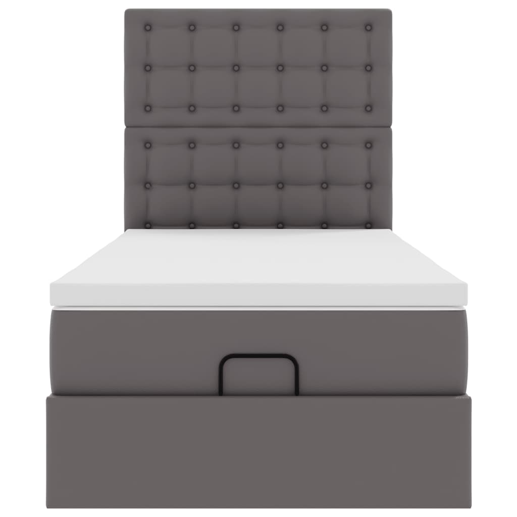 Ottomaanse bed met matras 90x200cm kunstleer grijs is nu te koop bij PeponiXL, paradijselijk wonen!
