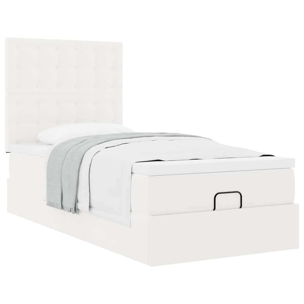 Ottomaanse bed met matras 100x200cm kunstleer wit is nu te koop bij PeponiXL, paradijselijk wonen!