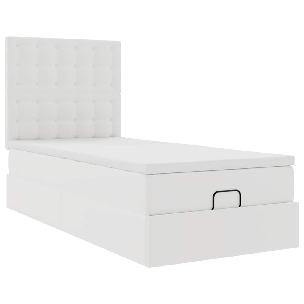 Ottomaanse bed met matras 100x200cm kunstleer wit is nu te koop bij PeponiXL, paradijselijk wonen!
