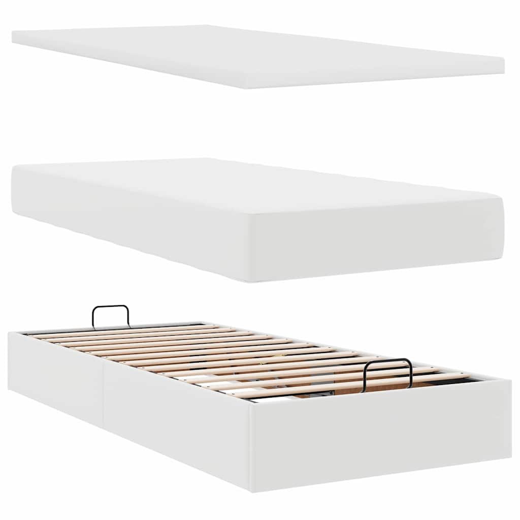 Ottomaanse bed met matras 100x200cm kunstleer wit is nu te koop bij PeponiXL, paradijselijk wonen!