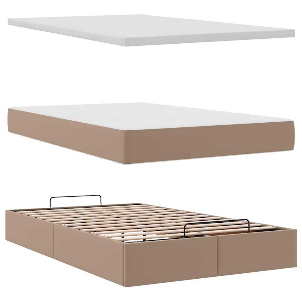 Ottoman bed met matras 120x200cm kunstleer cappuccinokleurig is nu te koop bij PeponiXL, paradijselijk wonen!