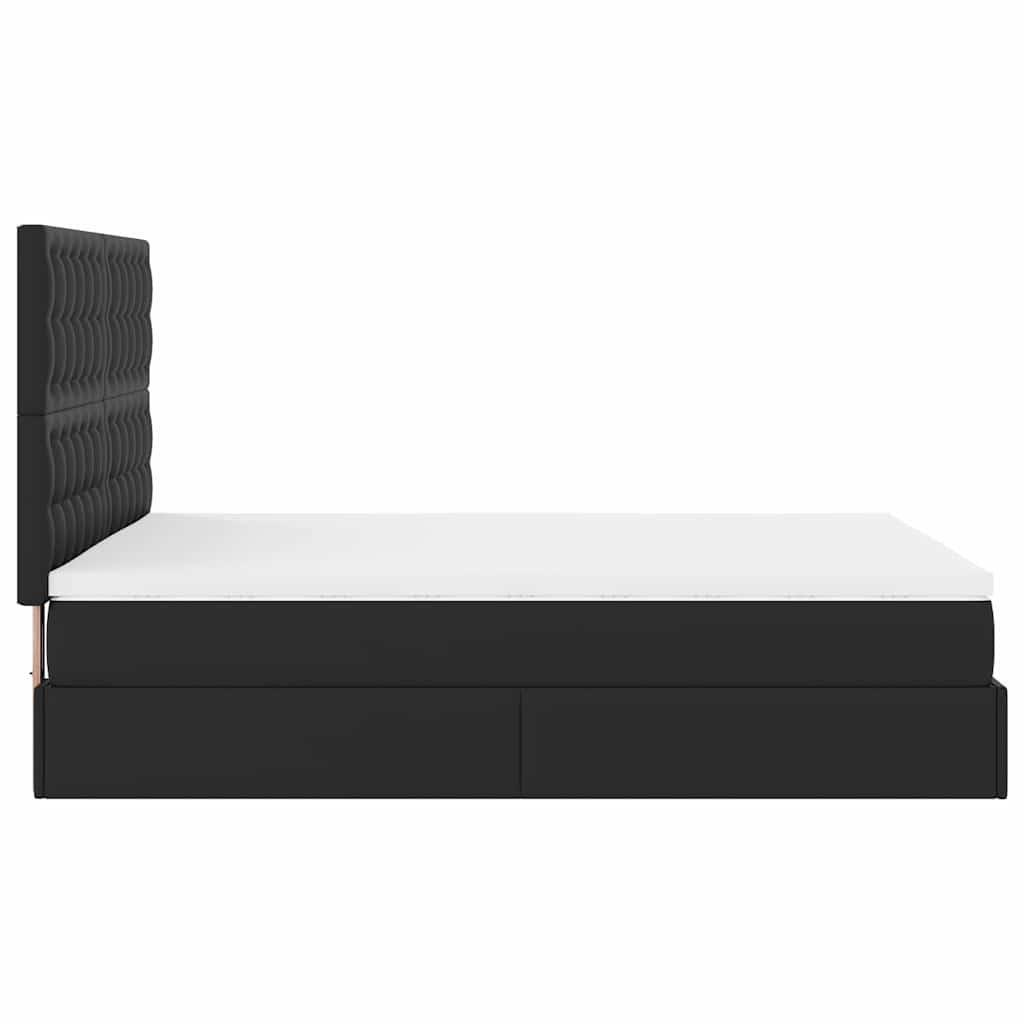 Ottoman bed met matras 140x190cm kunstleer zwart