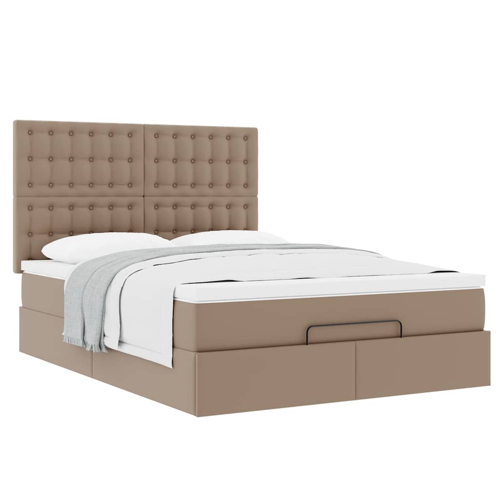 Ottoman bed met matras 140x190cm kunstleer cappuccinokleurig