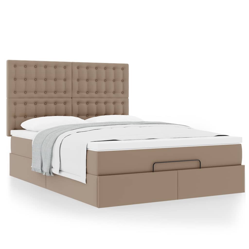 Ottoman bed met matras 140x190cm kunstleer cappuccinokleurig