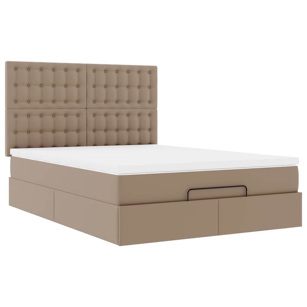 Ottoman bed met matras 140x190cm kunstleer cappuccinokleurig