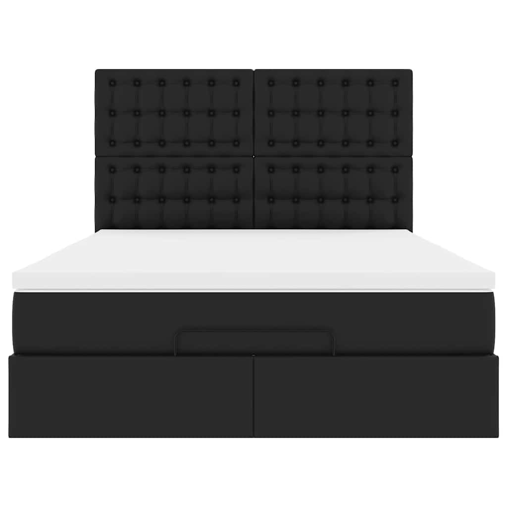 Ottoman bed met matras 140x200cm kunstleer zwart is nu te koop bij PeponiXL, paradijselijk wonen!