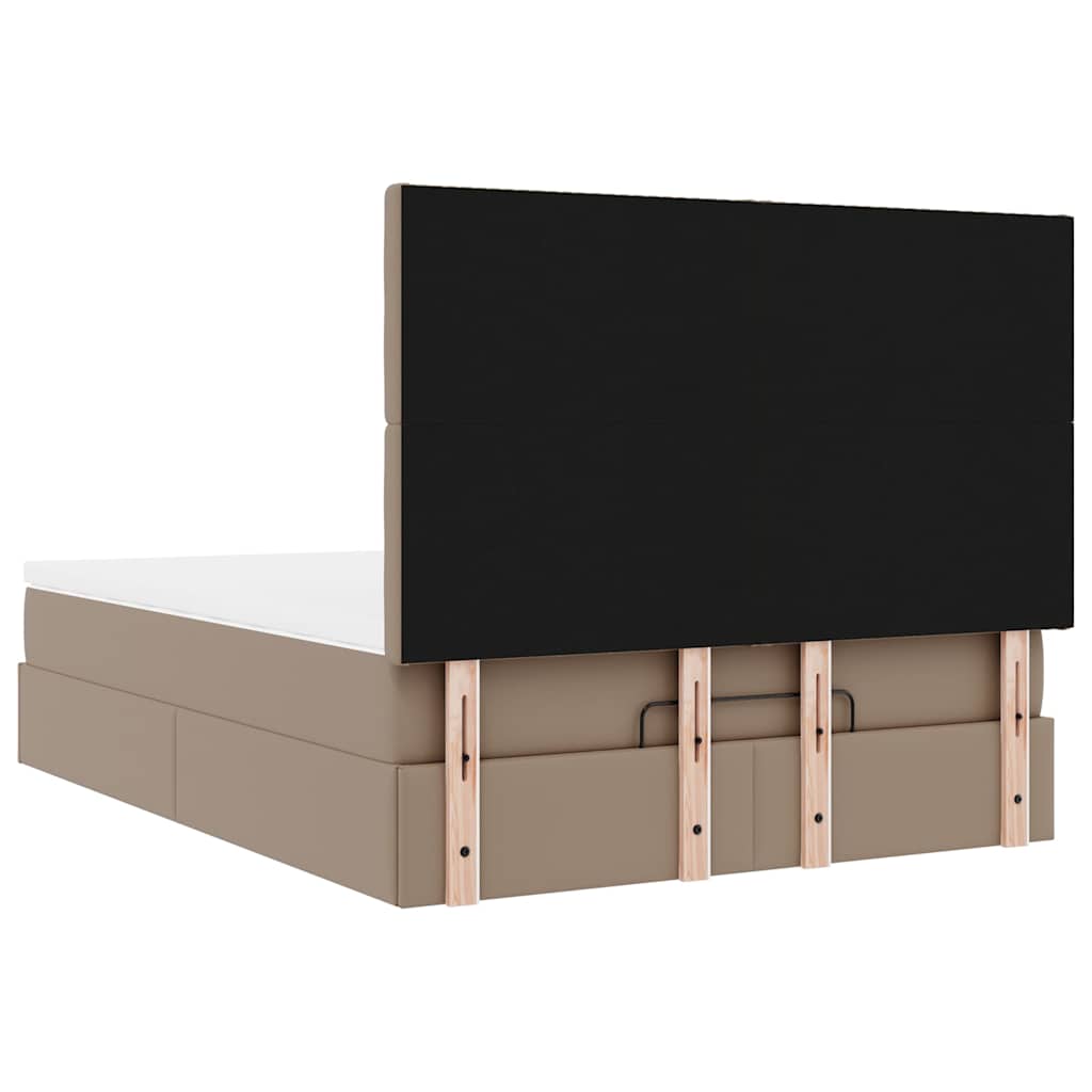 Ottoman bed met matras 140x200cm kunstleer cappuccinokleurig