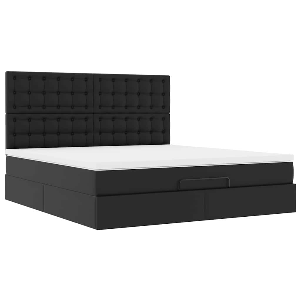 Ottoman bed met matras 160x200cm kunstleer zwart is nu te koop bij PeponiXL, paradijselijk wonen!