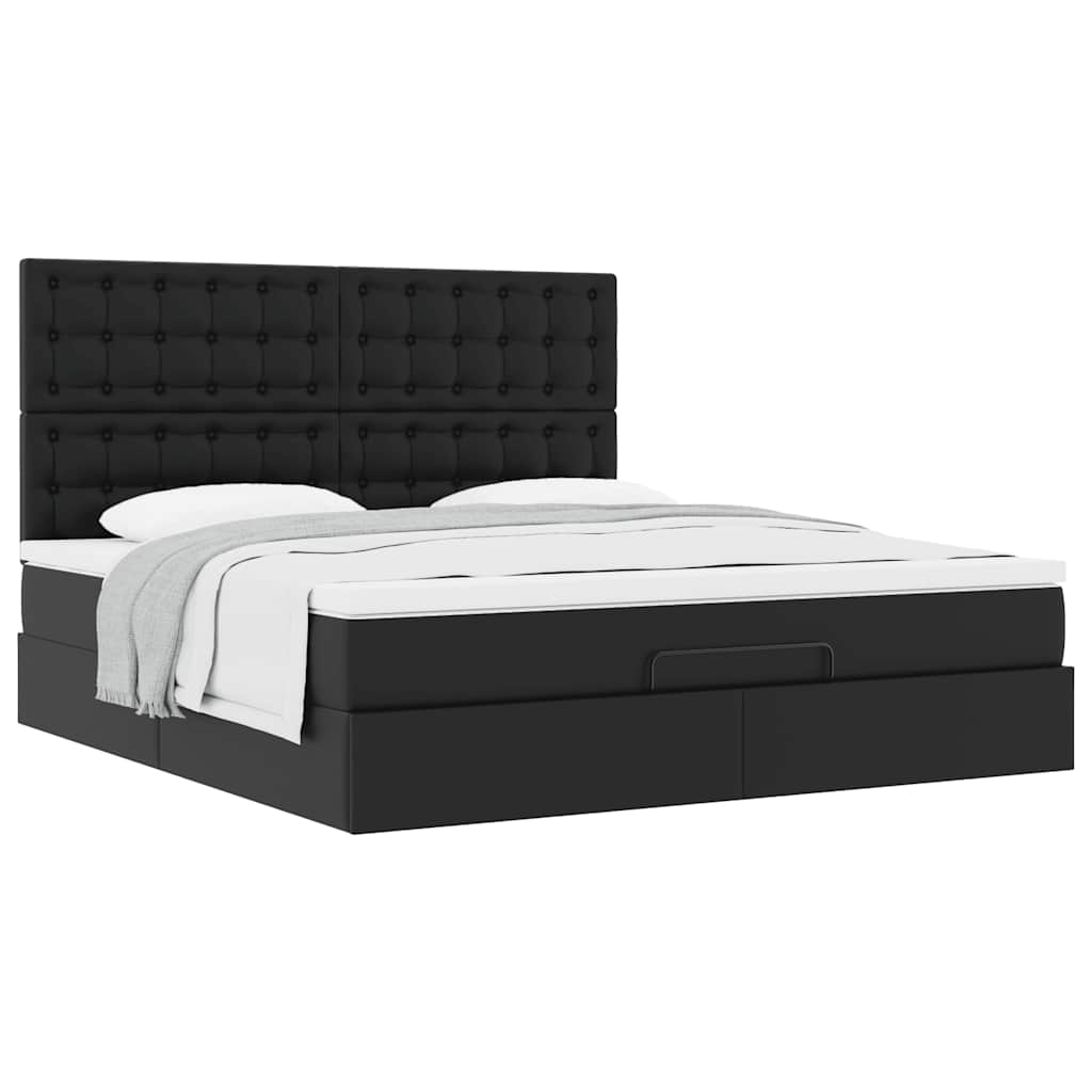Ottoman bed met matras 160x200cm kunstleer zwart is nu te koop bij PeponiXL, paradijselijk wonen!