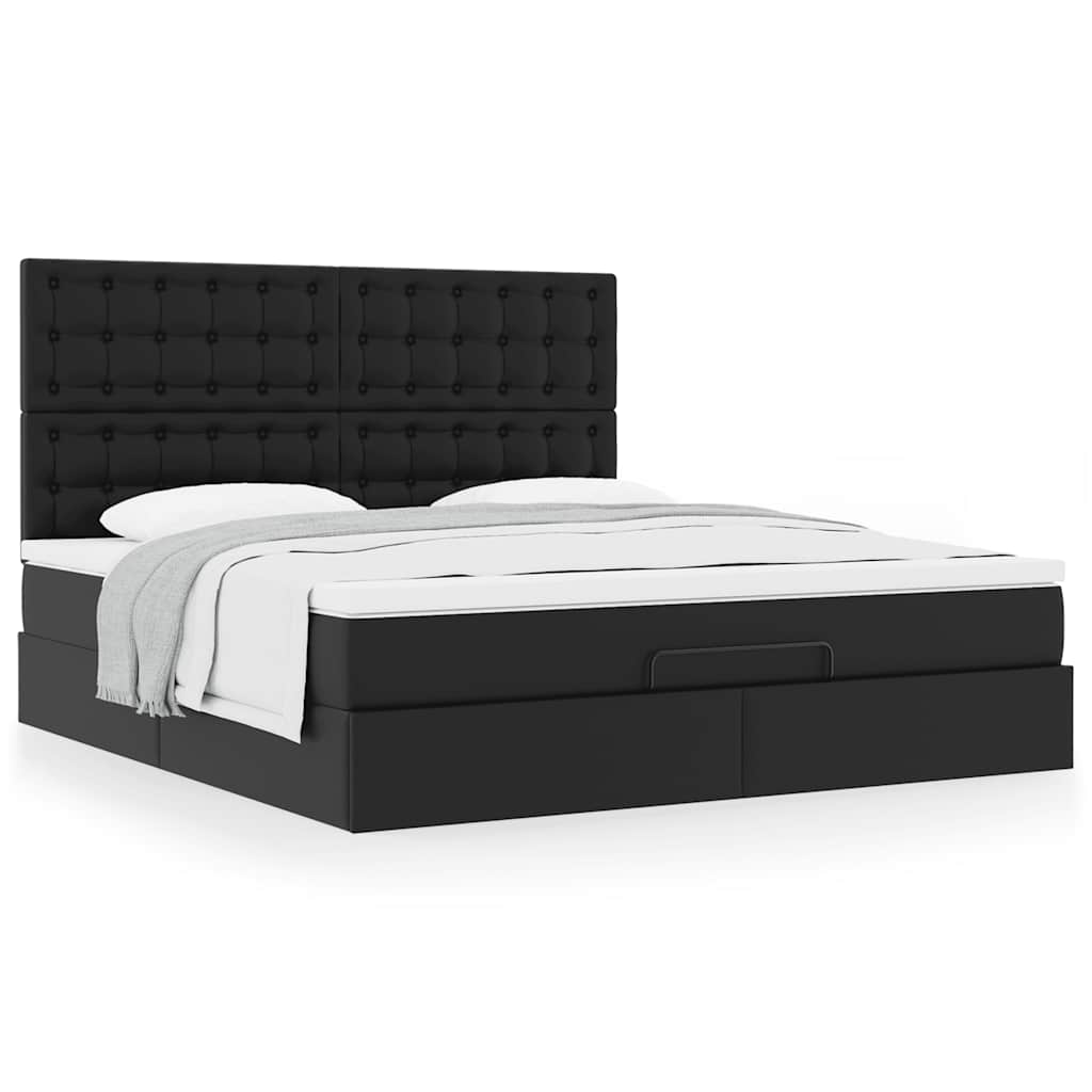 Ottoman bed met matras 160x200cm kunstleer zwart is nu te koop bij PeponiXL, paradijselijk wonen!