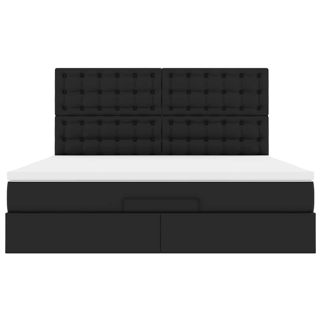 Ottoman bed met matras 160x200cm kunstleer zwart is nu te koop bij PeponiXL, paradijselijk wonen!