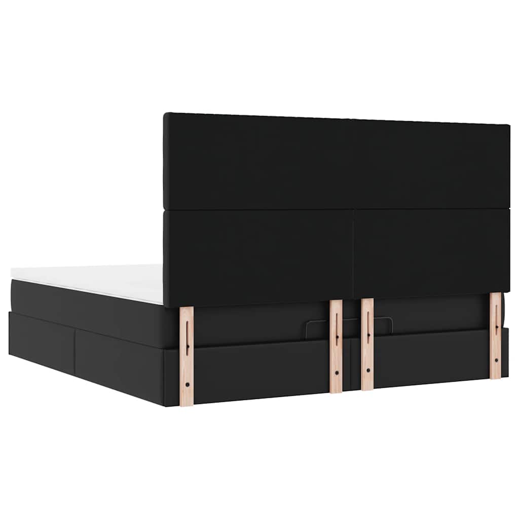 Ottoman bed met matras 160x200cm kunstleer zwart is nu te koop bij PeponiXL, paradijselijk wonen!