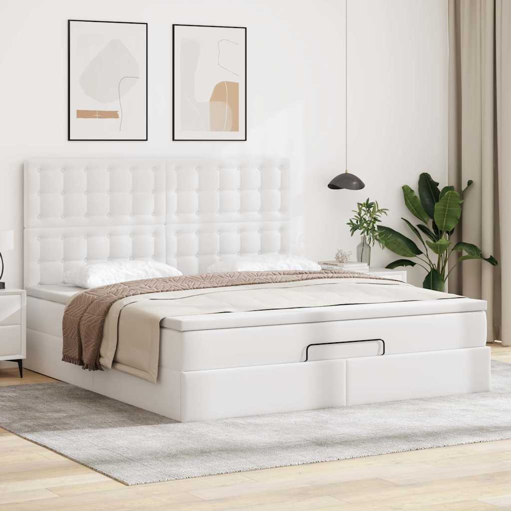 Ottoman bed met matras 160x200cm kunstleer wit is nu te koop bij PeponiXL, paradijselijk wonen!