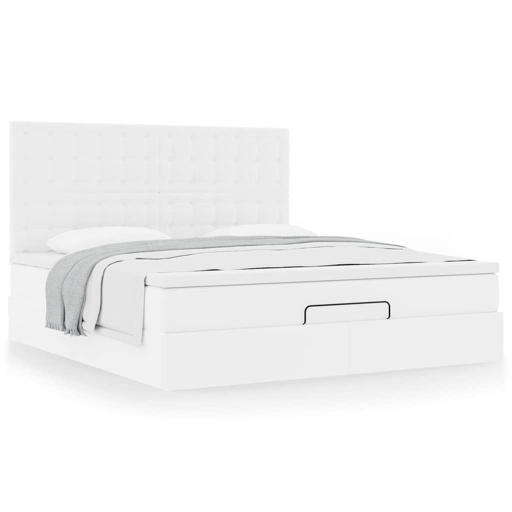 Ottoman bed met matras 160x200cm kunstleer wit is nu te koop bij PeponiXL, paradijselijk wonen!