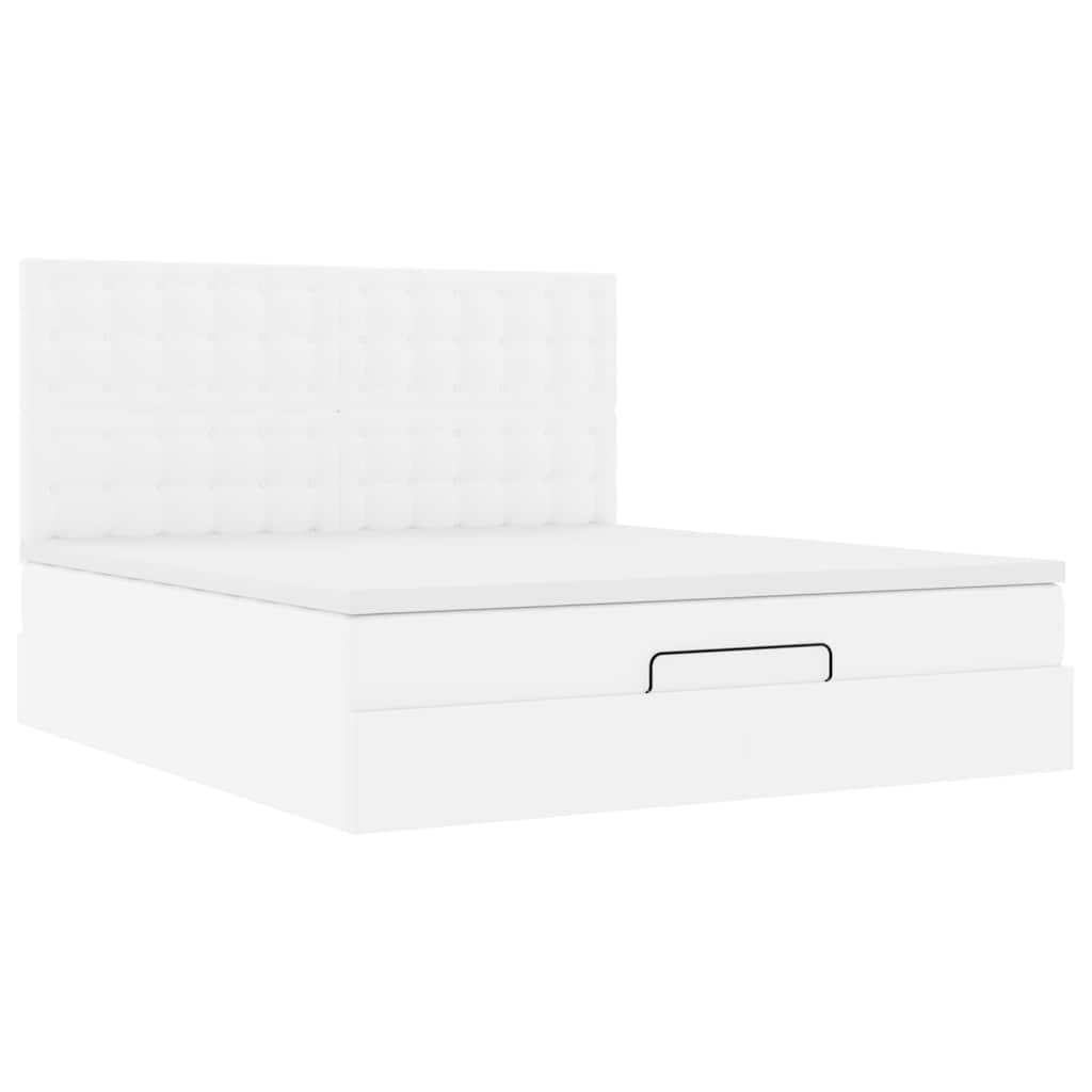 Ottoman bed met matras 160x200cm kunstleer wit is nu te koop bij PeponiXL, paradijselijk wonen!